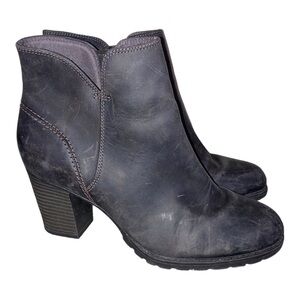 Clarks Boots Verona Trish Ankle Taupe Leather Comfort 8.5 Heel Gray